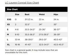 Their classic Marisa fit skinny ankle pant petite version is 26 inch inseam. . Lauren conrad clothing size chart